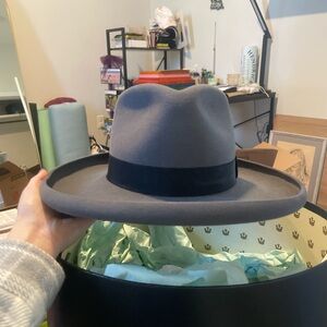 Stylish Gray Fedora Hat with Black Band